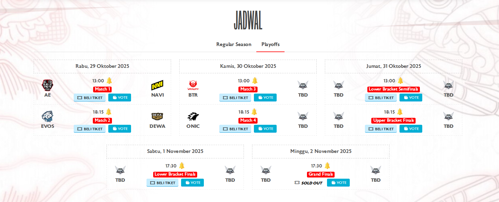 Jadwal PlayOffs MPL ID S16