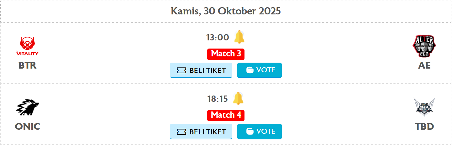 Prediksi MPL ID S16 - PLAYOFFS, Kamis, 30 Oktober 2025: BTR vs ALTER EGO