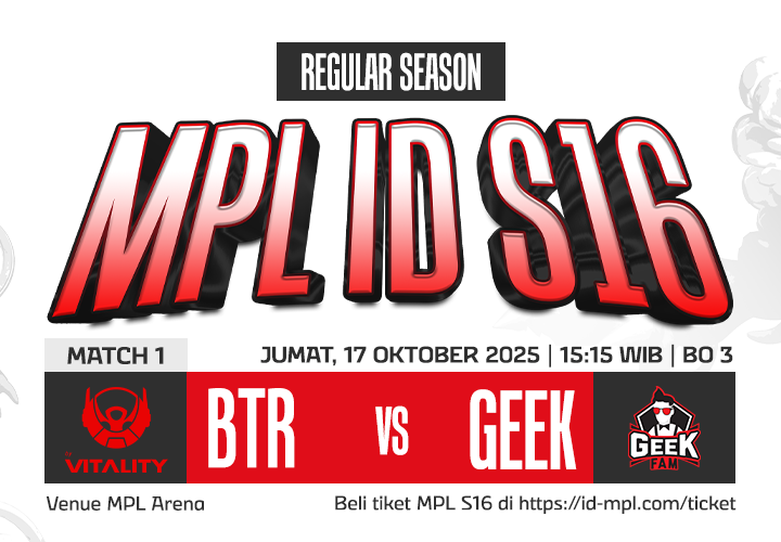 "PREDIKSI MPL ID S16 PEKAN 9 - BTR vs GEEK, Minggu, Jumat, 17 Oktober 2025
