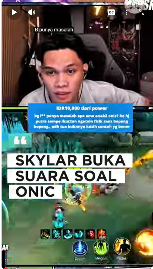 Skylar Buka Suara Tentang Hubungannya dengan Semua Member ONIC ID