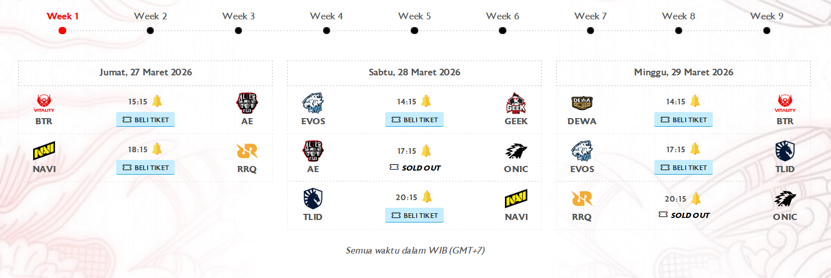 JADWAL LENGKAP MPL ID SEASON 17 WEEK 1 - 9