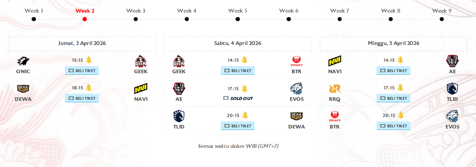 JADWAL LENGKAP MPL ID SEASON 17 WEEK 1 - 9