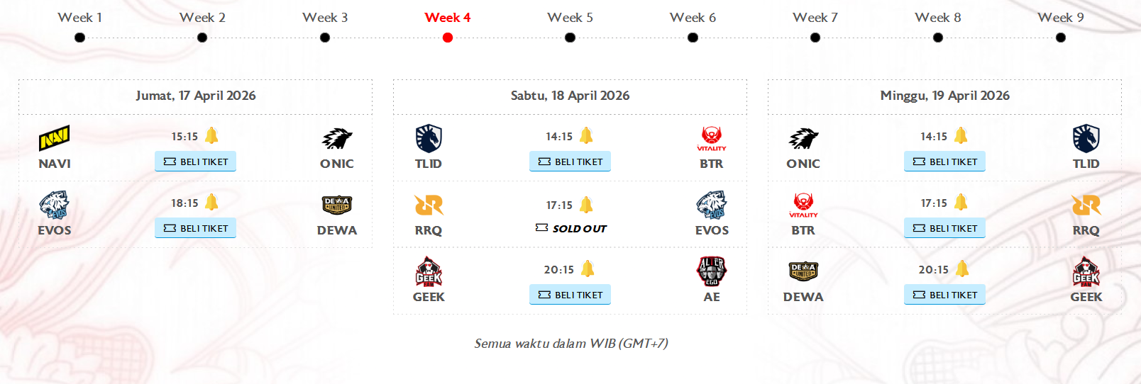 JADWAL LENGKAP MPL ID SEASON 17 WEEK 1 - 9