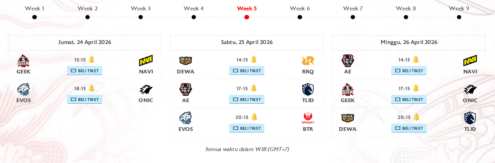 JADWAL LENGKAP MPL ID SEASON 17 WEEK 1 - 9