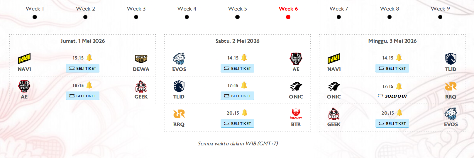 JADWAL LENGKAP MPL ID SEASON 17 WEEK 1 - 9