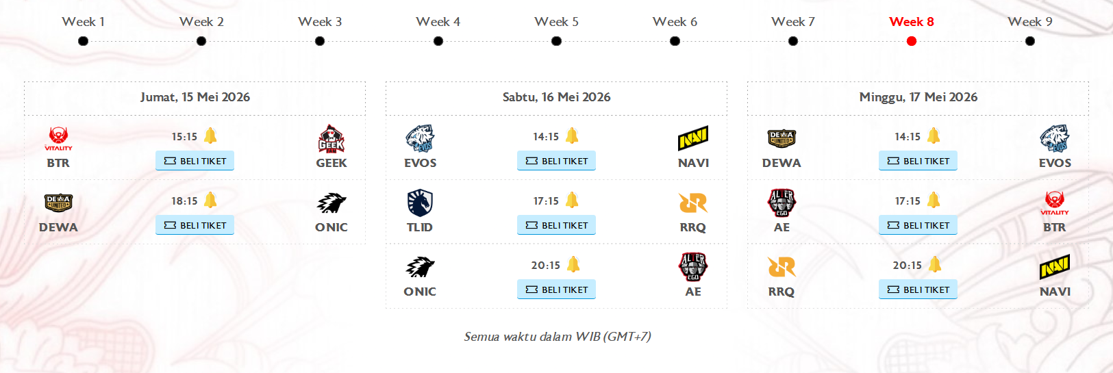 JADWAL LENGKAP MPL ID SEASON 17 WEEK 1 - 9