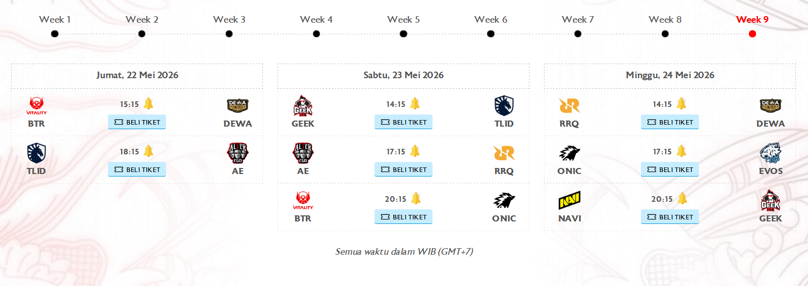 JADWAL LENGKAP MPL ID SEASON 17 WEEK 1 - 9
