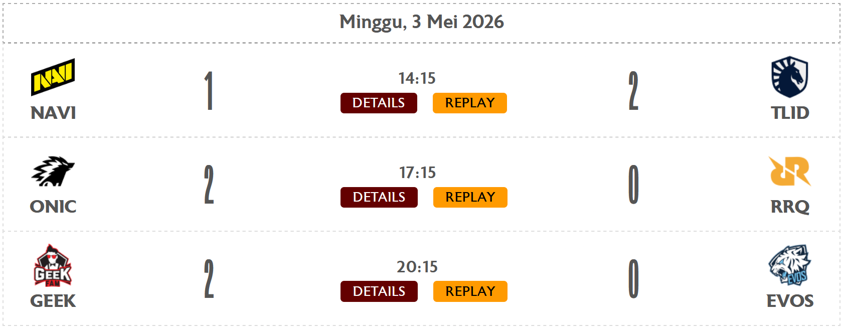 HASIL PERTANDINGAN MPL ID SEASON 17 - WEEK 6 DAY 3