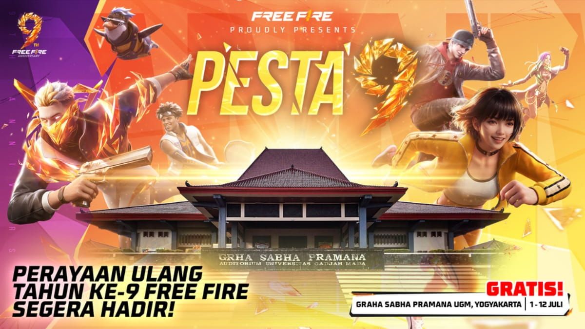 Game battle royale populer Free Fire, resmi membuka perayaan ulang tahun ke-9 yang bertajuk "Pesta 9 Spektakuler".